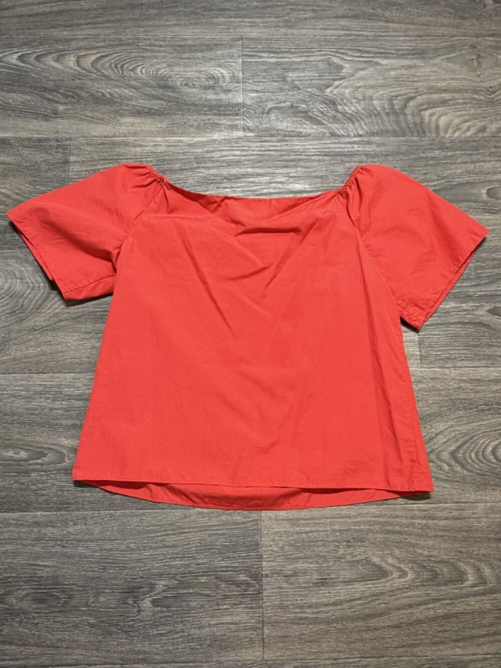 Alice Olivia Medium Coral Off Shoulder Top Flutter Sleeve Poplin Boho Romantic